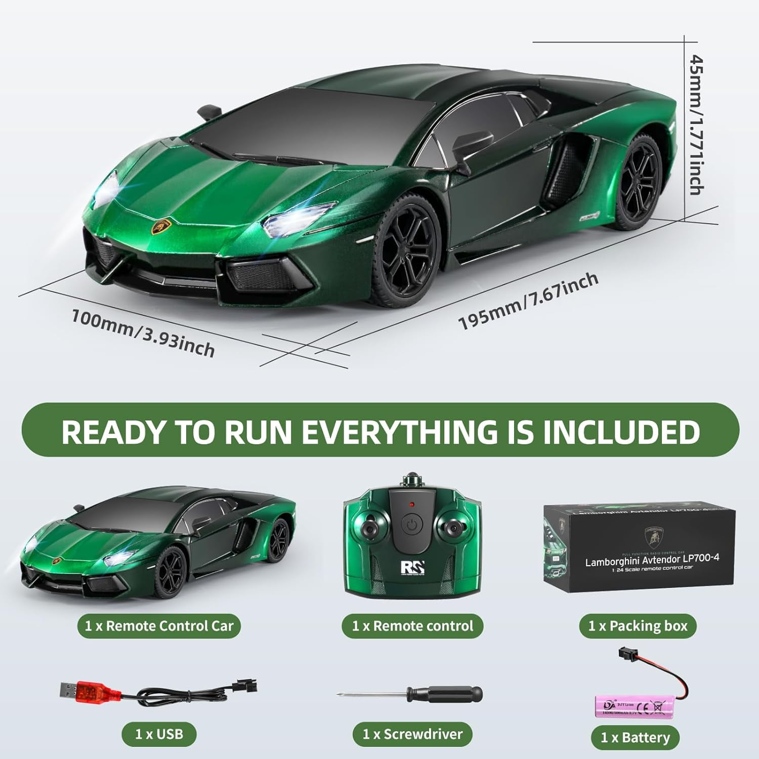 Miebely Lamborghini RC Car - 1:24 Scale Lambo Toy Car 3.7V 500mAh, LP700 Fast Remote Control Car for Boys 8-12, Rc Race Car Model Birthday Gifts for Kids Adults Boys Girls Age 6-12 Year Old