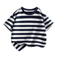 thumbnail image 1 of LIJCC Garçons Filles à Rayures à Blocs de Couleur Manches Courtes Doux Amples T-Shirts Enfants Été Décontracté Col Rond Chandail Mignon Court, 1 of 7