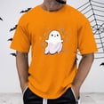 thumbnail image 2 of Mens T Shirts Halloween Funny Cartoon Ghost Graphic Printed Casual Short Sleeve Crew Neck Tops Summer Fall Outdoor Activities Mens Shirts Orange XXL, 2 of 4