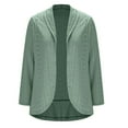 thumbnail image 4 of Holzkary Women's Ruched 3/4 Sleeve Blazers, Lightweight Slim Fit Jackets with Padded Shoulder for Business Casual Summer Lightweight Open Front Cardigans Netted Knit Half Sleeve Cover Ups Green L, 4 of 4