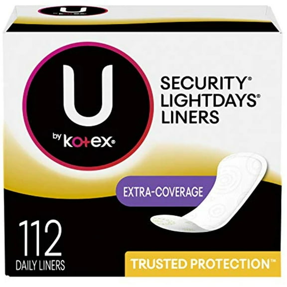U by Kotex Security Lightdays Panty Liners, Light Absorbency, Extra Coverage, Unscented, 112 Count