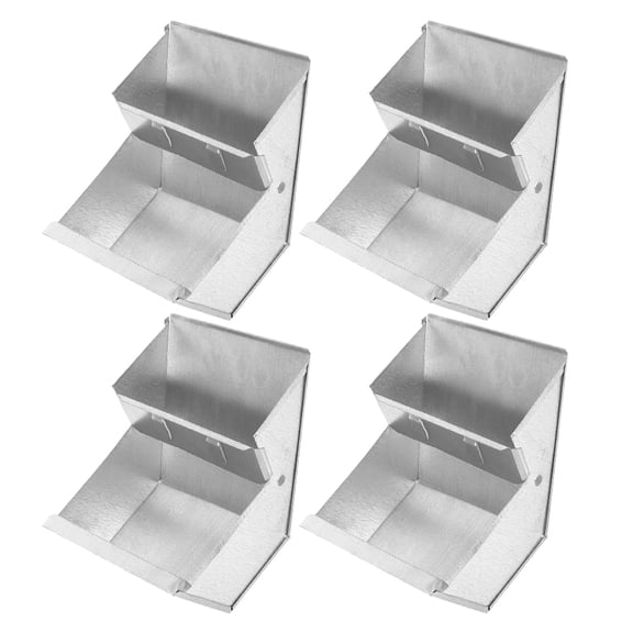 DEEPCRAFF 4Pcs Plated Silver Iron Rabbit Feeder Box Waste Control Design for Farm Cage Feeding