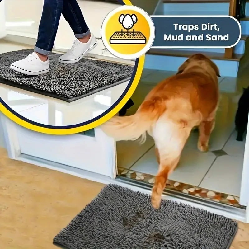 Tapis de porte for chien for pattes boueuses, absorbe l'humidité et la saleté, tapis de boue à séchage rapide for chiens, paillasson absorbant antidérapant lavable, tapis d'entrée intérieur for sol in