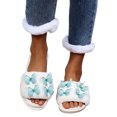 thumbnail image 4 of uublik Womens Fuzzy Slippers Indoor Home Slippers House Slippers Open-Toe Breathable Winter Indoor Slippers, White, 4 of 7