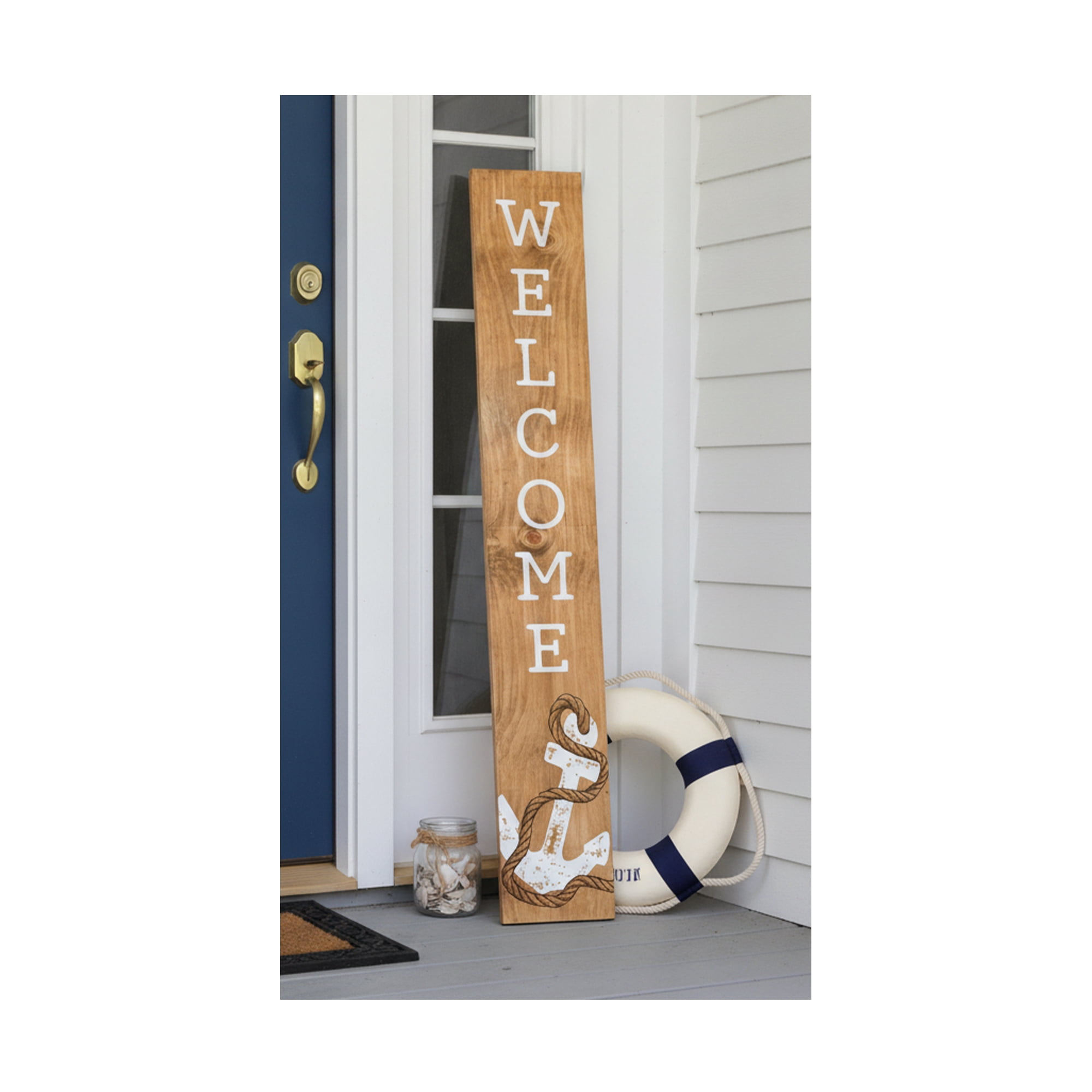 Calloway Mills 119295907 Coastal Anchor Welcome Porch Leaner, 59" x 07"
