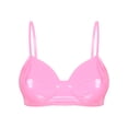 thumbnail image 5 of Aislor Women's Faux Leather Bra Top Unlined Wire Free Bra Crop Tops Clubwear Pink S, 5 of 7