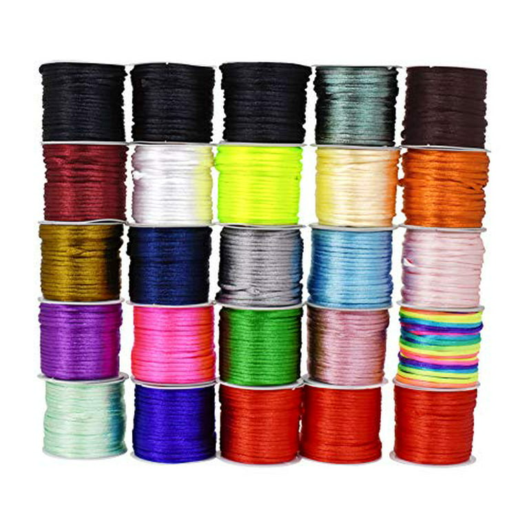 2 Rolls 3mm Silk Cord Chinese Knot String Beading Thread for Bracelet  Making DIY 1mm Rattail Cord Nylon String Cord Nylon String Rattail Cord  Crafts