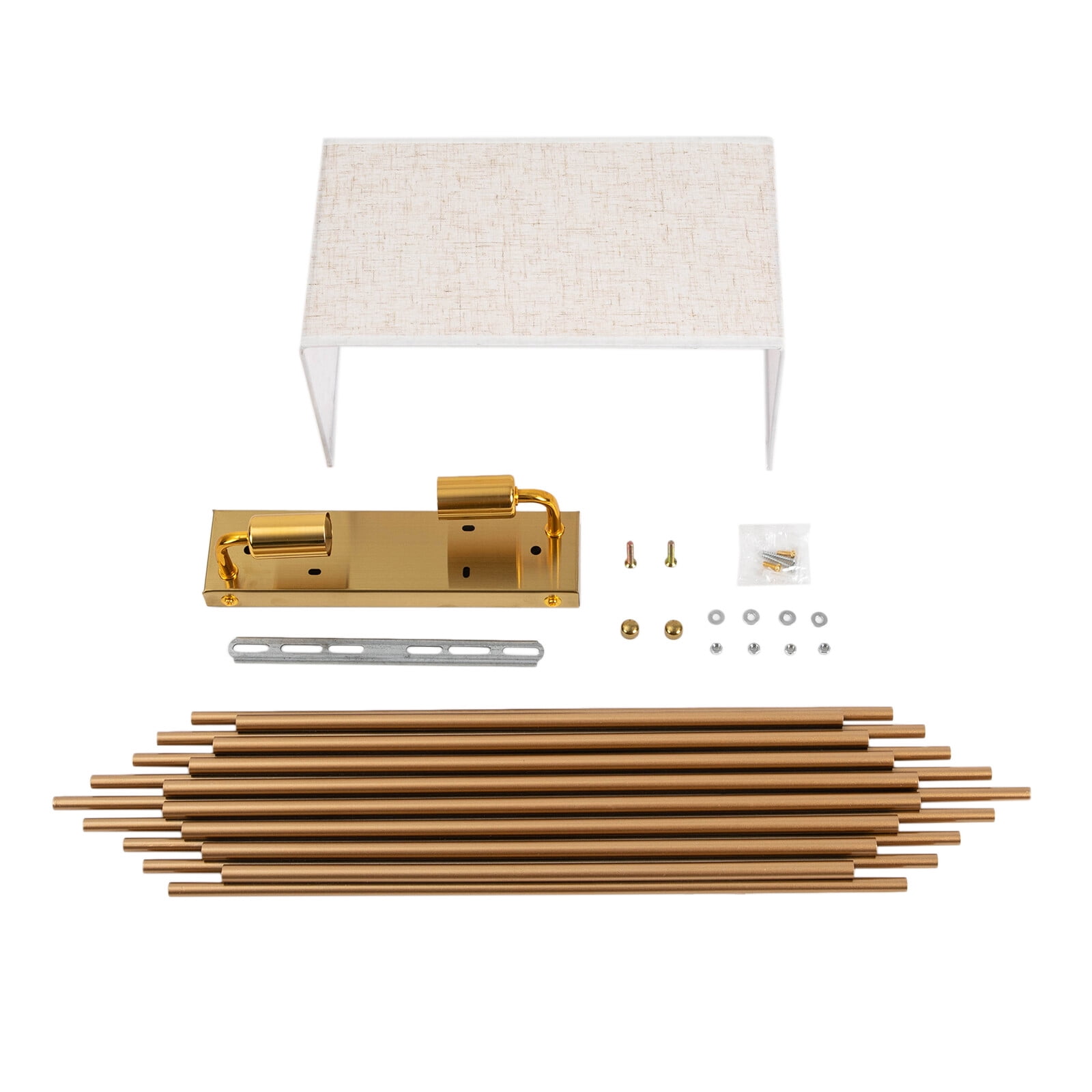 Modern Wall Sconce, 2-Light Bamboo Raft Design Gold/White Wall Lamp for Living Room Bedroom, Dimmable E12 Candelabra Base, Metal & PVC Artistic Light Fixture for Hallway, Dining Room, Entryway