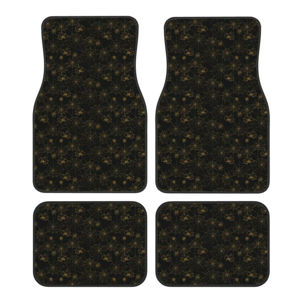 Balery Gold Spiders And Cobwebs Juego de 4 Alfombrillas para Auto, Revestimientos de Caucho Resistente, Diseño Antideslizante