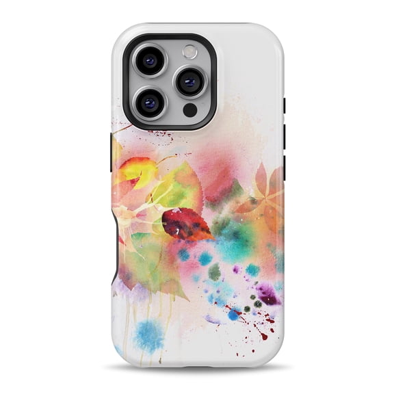 DesignSkinz Scratch-Resistant Hard Slim Case Compatible with iPhone 16 (Compatible with MagSafe) - Neon Colored Watercolor Branch