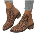 thumbnail image 1 of Bottes Habillées Léopard pour Femmes Dames Mode Suède Bout Pointu Talon Bas Hiver Automne Fermeture Éclair Courtes Bottines à la Cheville, 1 of 7
