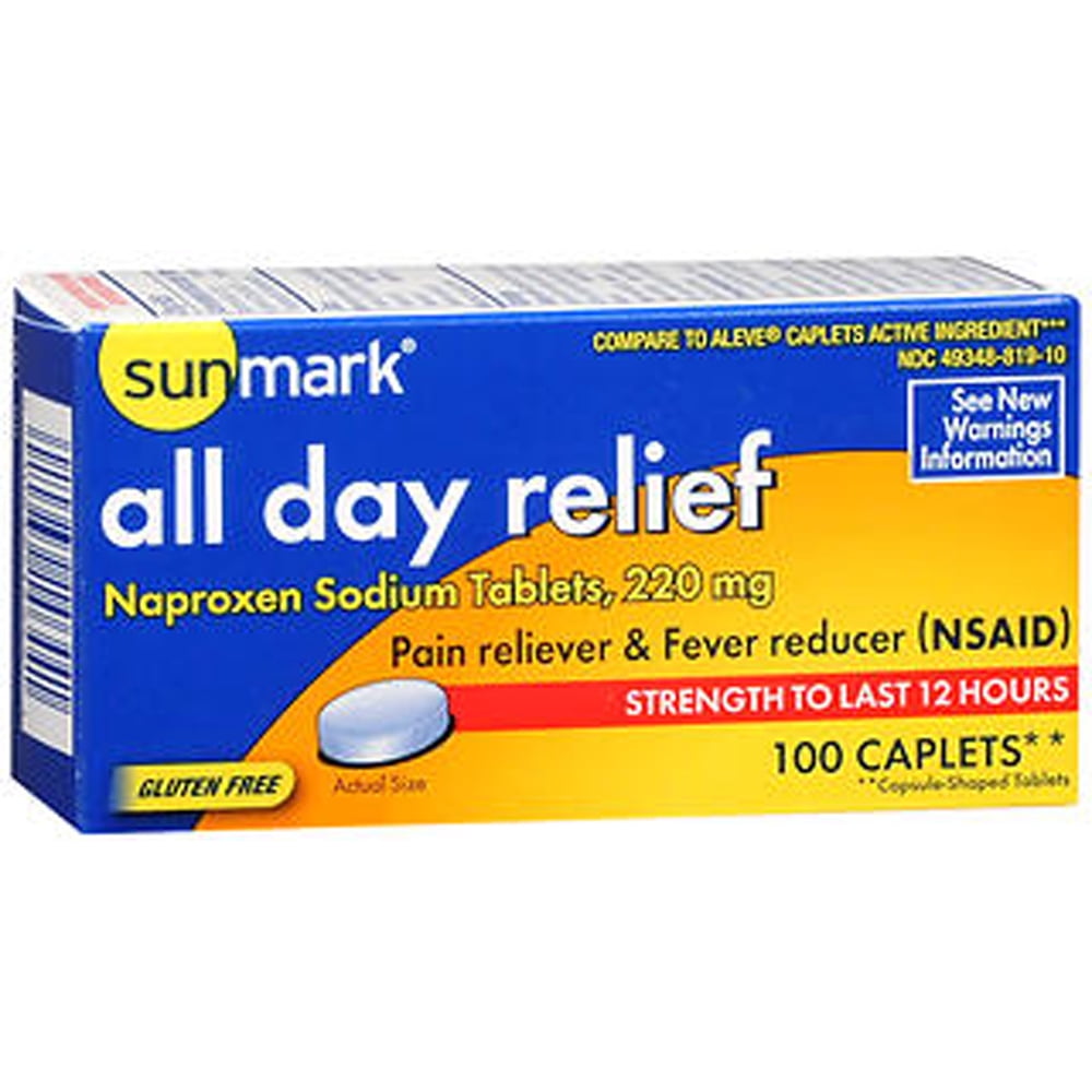 Sunmark All Day Relief Naproxen Sodium Caplets, 220 mg, 100 Count