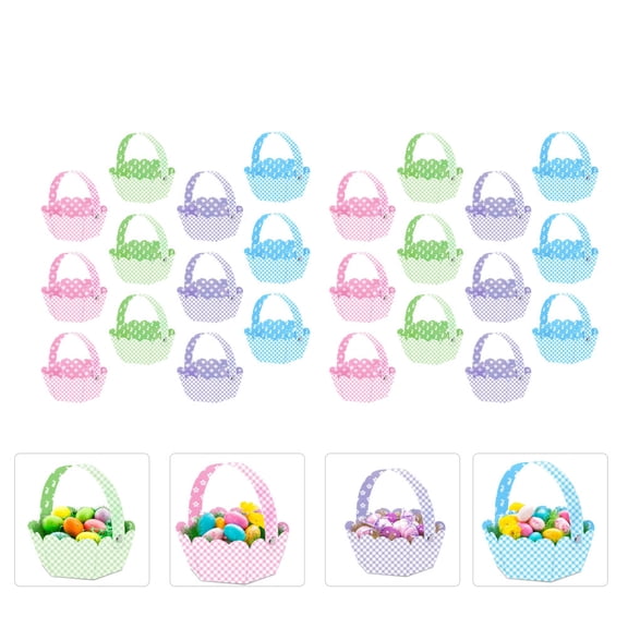 USHOBE Easter Baskets Paper Delicate Design For Families 24Pcs 3.9X3.9X2.3In