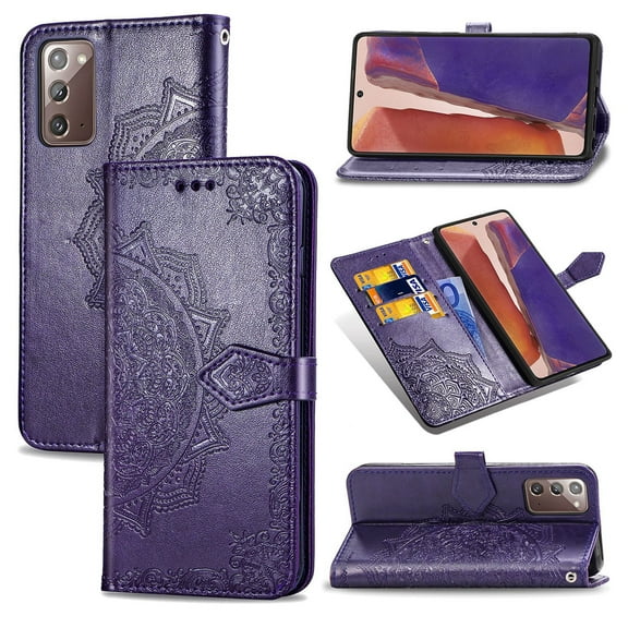 Samsung Galaxy Note20 Case,  ShockProof Premium PU leather Magnetic Flip wallet Case with Kickstand and Flip Cover For Samsung Galaxy Note 20 5G, Purple