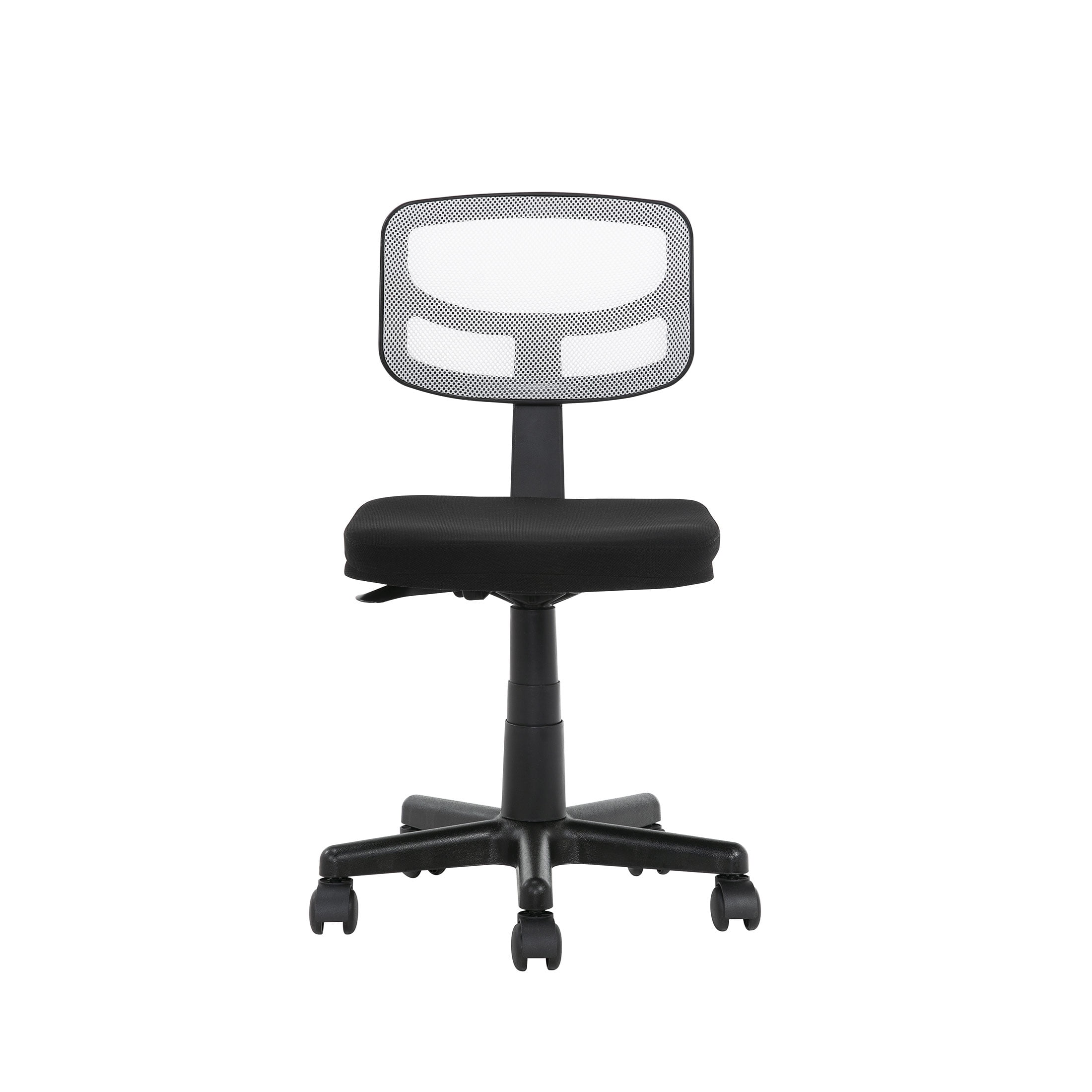 Mainstays MS33100049708WH Armless Height-Adjustable Low-Back Task Chair with Plush Padded Seat, White Mesh