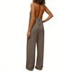 thumbnail image 5 of TaTaai Women Fashion Solid Color Backless Cami Jumpsuit Long Cotton Linen Casual Wear Ladies Fitness Daily Lounge Wear Breathable No Fading Versatile Outfit Gift, 5 of 6