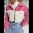 thumbnail image 4 of Chaqueta de Forro Afelpado para Mujer, Abrigo Informal de Invierno con Botones y Bolsillos Rosa M, 4 of 9