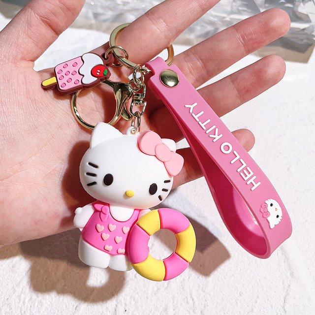 LLavero de Hello Kitty de Sanrio Kawaii, colgante de Cinnamoroll de dibujos animados, llavero de coche, decoración de mochila, regalos de joyería para amigos xuanjing unisex