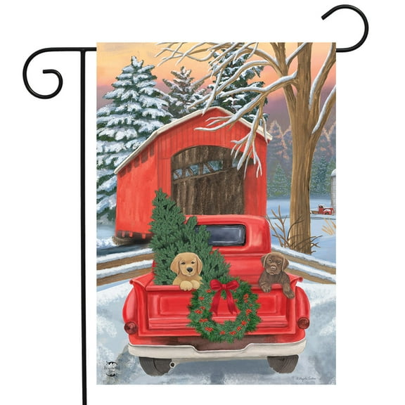 Briarwood Lane Winter Puppy Pickup Christmas Garden Flag