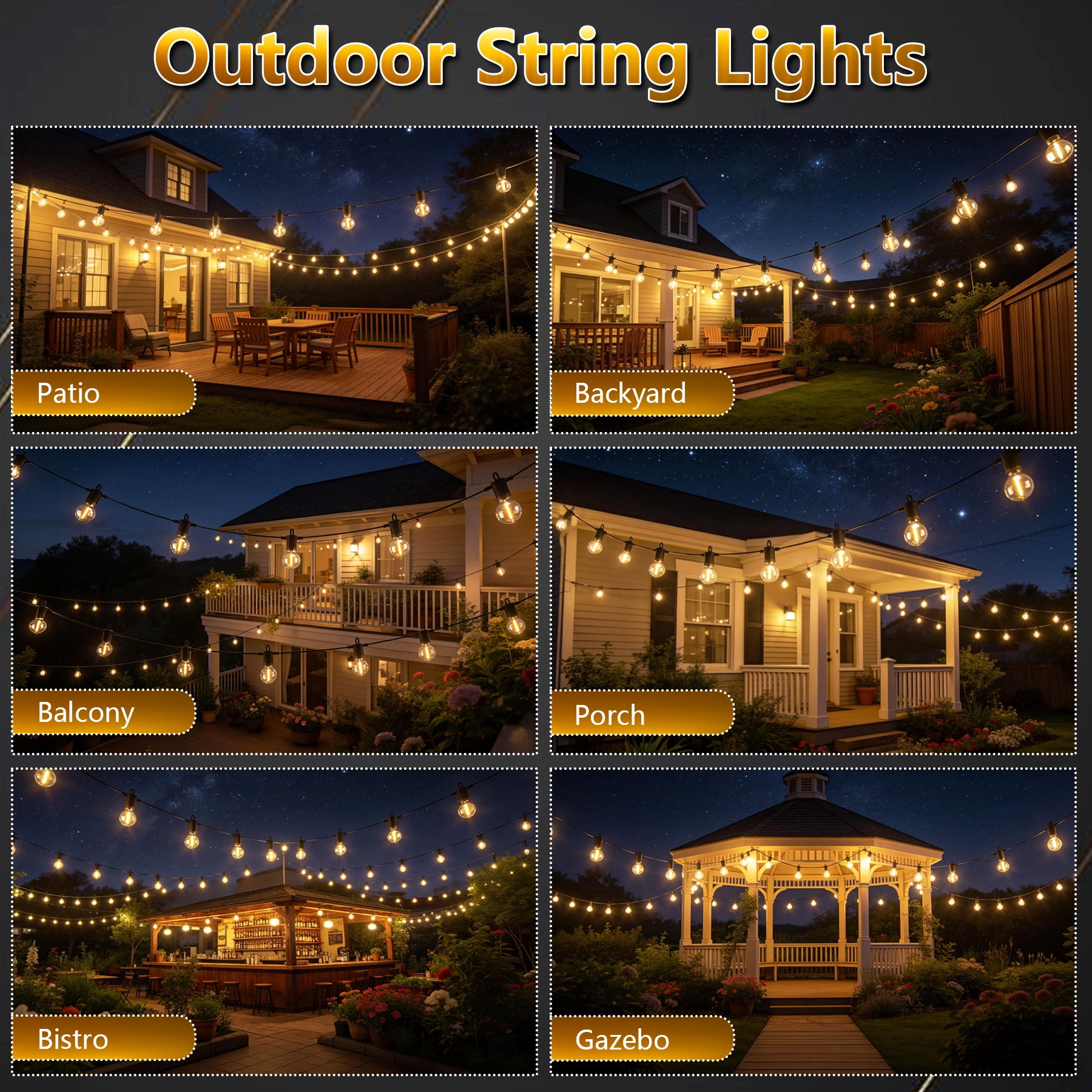 Beatineon Outdoor String Lights ,150 FT Led Patio Globe Lights