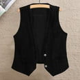 thumbnail image 5 of Kctiaxy Black Vest Tops for Women Sleeveless V-Neck Causal Jean Vest Solid Color Button Down Versatile Fashion Tank Top Vest with Pockets, 5 of 5