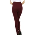 thumbnail image 2 of Sakkas Warm Soft Fleece Lined High Waist Leggings - Burgundy Cable Knit - One Size, 2 of 7