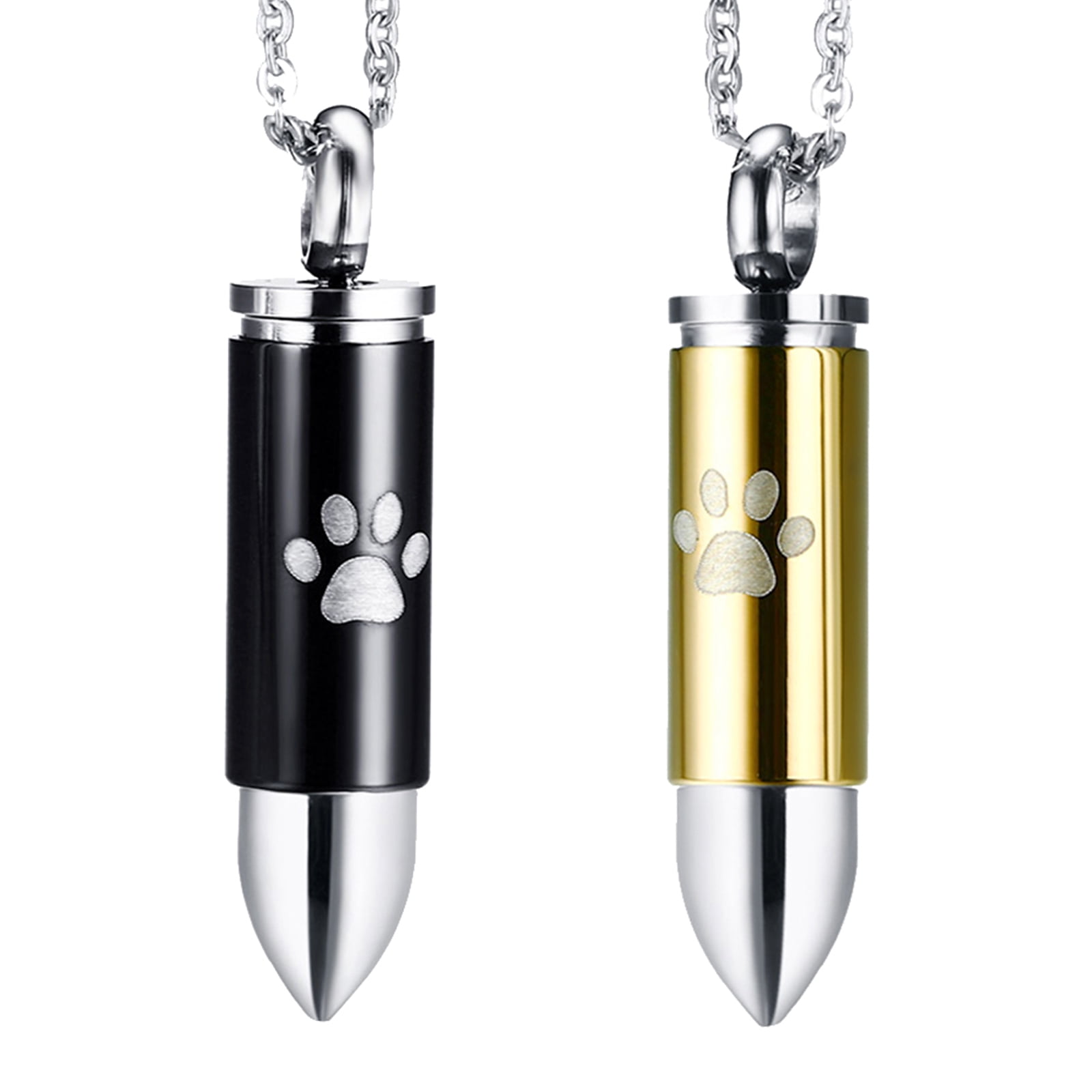 HUANIAN Stainless Steel The Bullet Urn Necklace for The Dog paw Keepsake Memorial Cremation Jewelry 