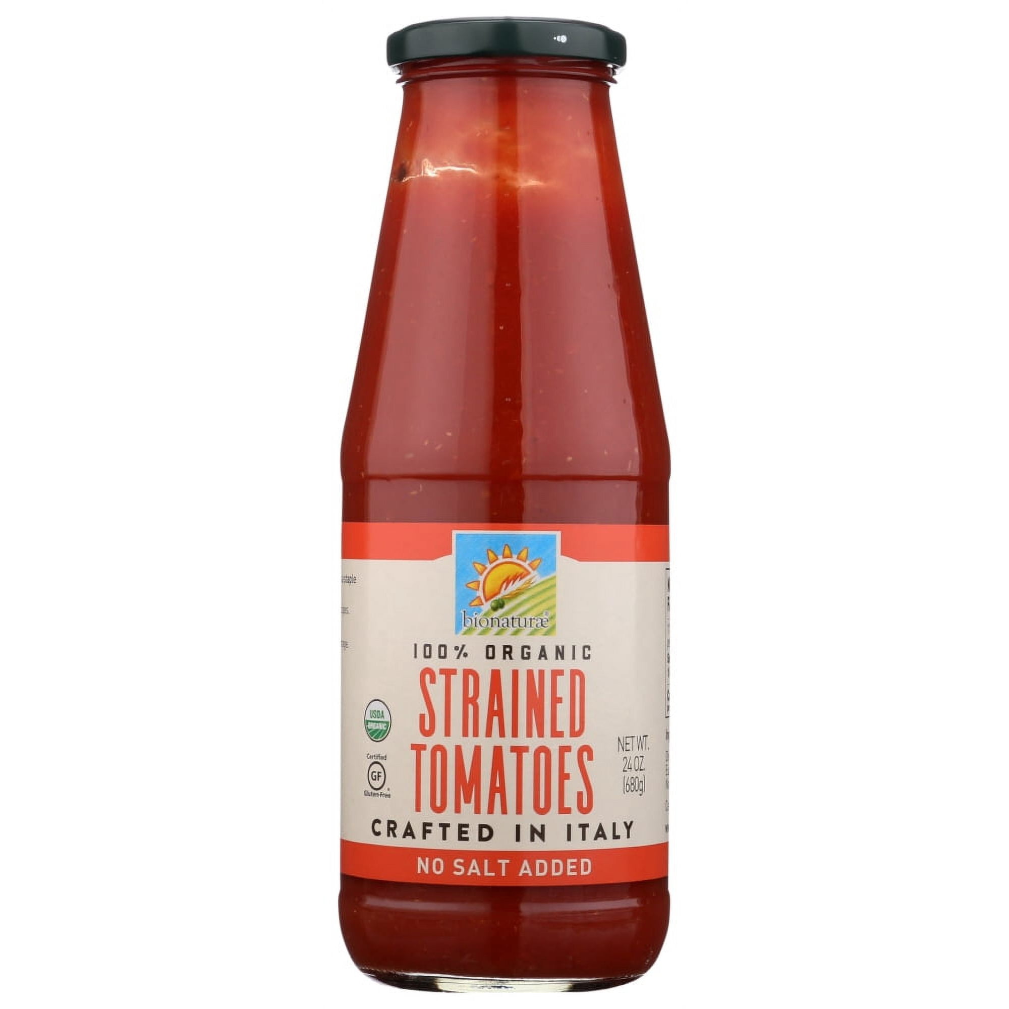 BIONATURAE ORGANIC STRAINED TOMATOES, 24 oz