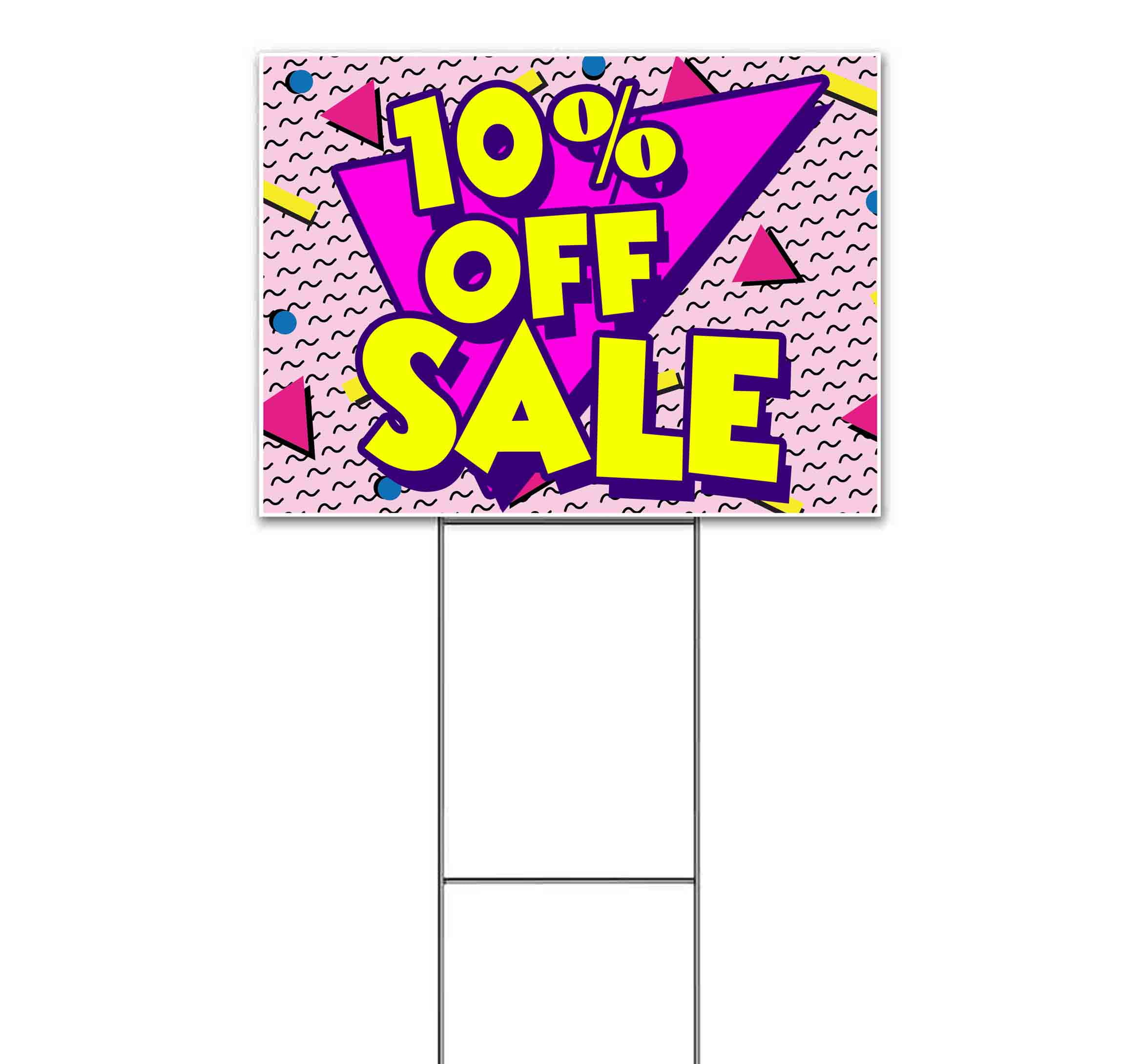 Pink 80 10% Off Sale (18" x 24") Yard Sign, Includes Metal Step Stake