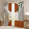 thumbnail image 2 of Manfei Boho Mid Century Kitchen Curtains, Minimalism Art Black Out Curtains Pack of 2 (42x63 Each), Brown, Green and Black, 2 of 6