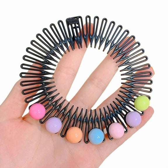 Stretchy Full Circle Comb Plastic Circular Hair Comb Stretchy Headband Holder for Women Girls Comb Hair Clips