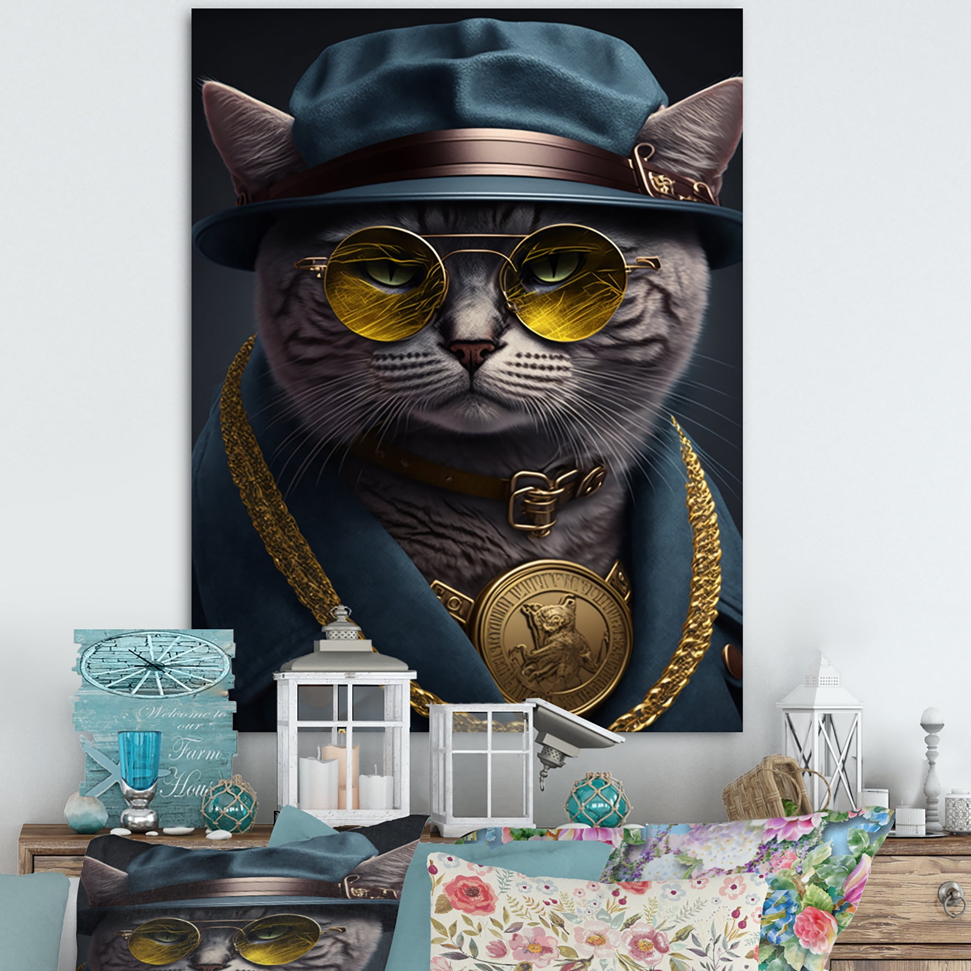 Designart Mafia Cat I Canvas Wall Art