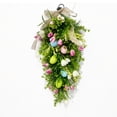 thumbnail image 2 of Artificial Tulips Bow Wreath, Easter Spring Home Door Decoration, Plastic Flower Wreath for Holiday Mantel and Table, 2 of 7