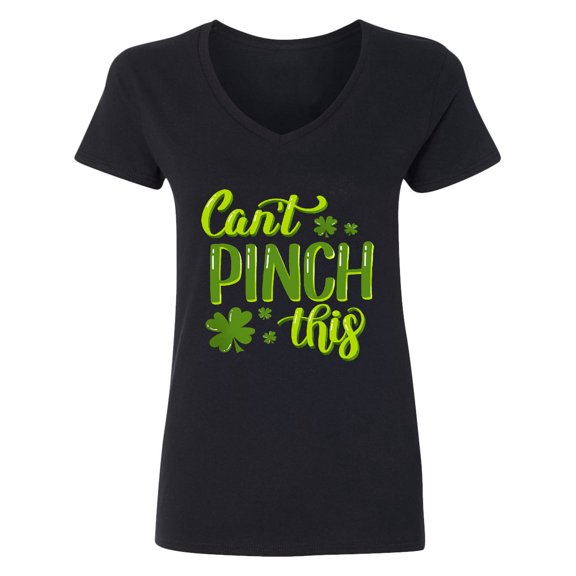 Inktastic St. Patrick's Day Can't Pinch This Hand Lettering Women's V-Neck T-Shirt