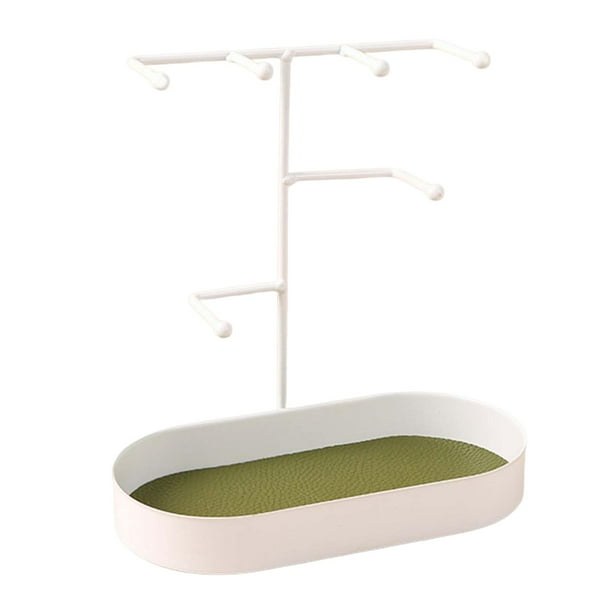 Soporte organizador de joyas con bandeja Bandeja de almacenamiento de llaves para brazaletes Pulsera Mesa Almohadilla de cuero PU blanco Yuyangstore Soporte organizador de joyas