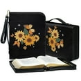 thumbnail image 3 of ZUXONGSY Cartoon Sunflower Butterfly Print PU Leather Bible Cover for Women Men Lightweight Bible Book Carrying Case with Detachable Wristlet Strap Scripture Bag for Study Christian Art Gifts, XL, 3 of 7