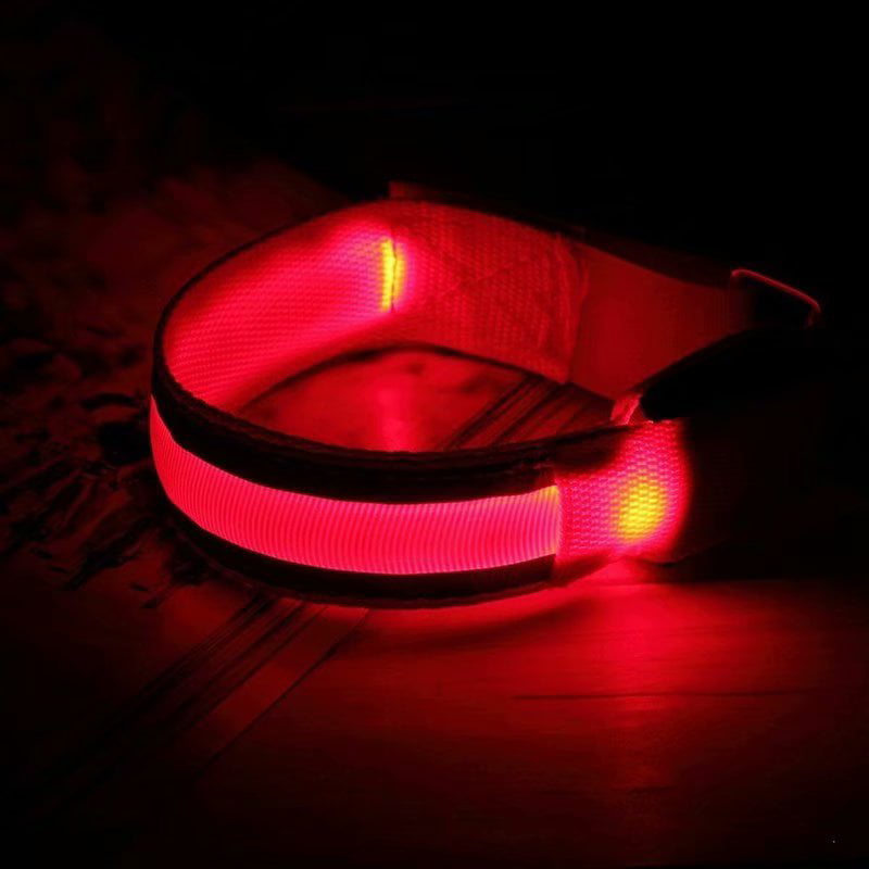 Red Blinking LED Light Reflective White ARM LEG BAND  Running Jogging Walking 