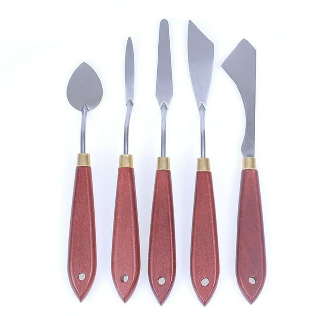 Thinsony Peinture Mélangeant le Racleur Spatule d'Art d'Acier Inoxydable Trancheuse de Forme Spéciale 5 pcs style A