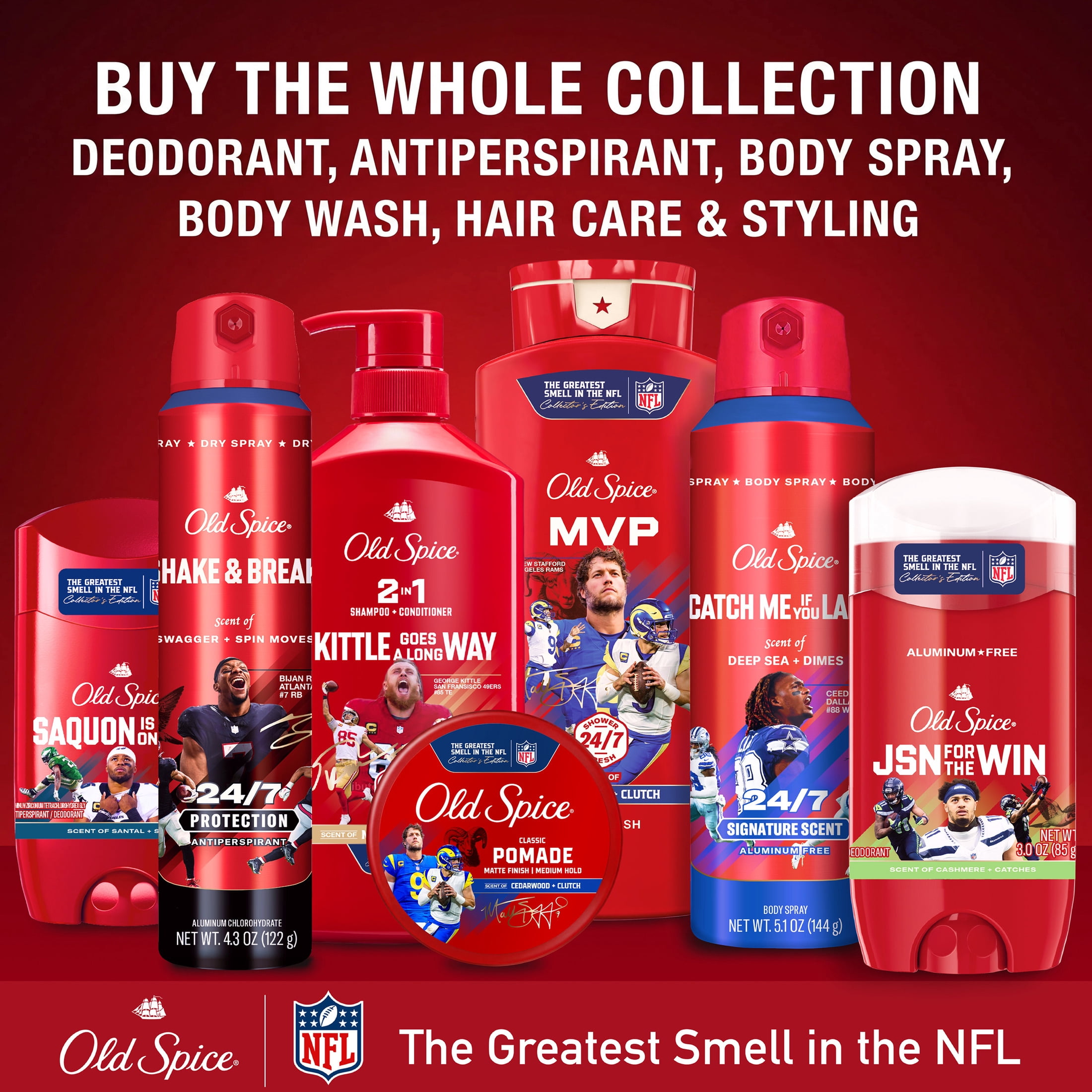 Old Spice Deodorant for Men, Antiperspirant, NFL Collection, Mark Ingram, Scent of Cognac + Carries, 2.6 oz