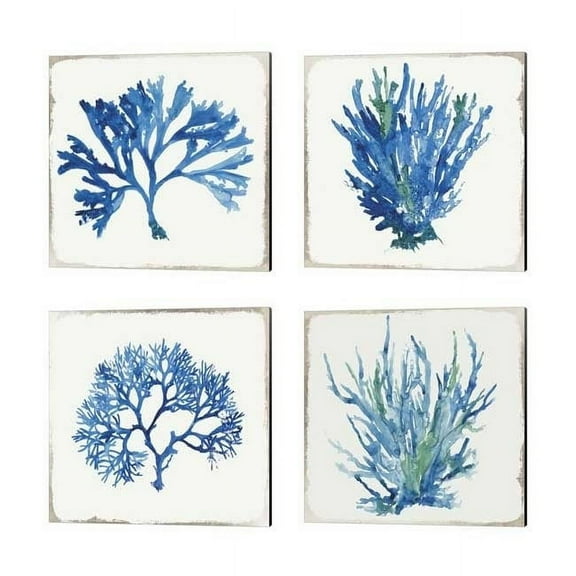 Metaverse Aimee Wilson 'Blue and Green Coral' Canvas Art (Set of 4)