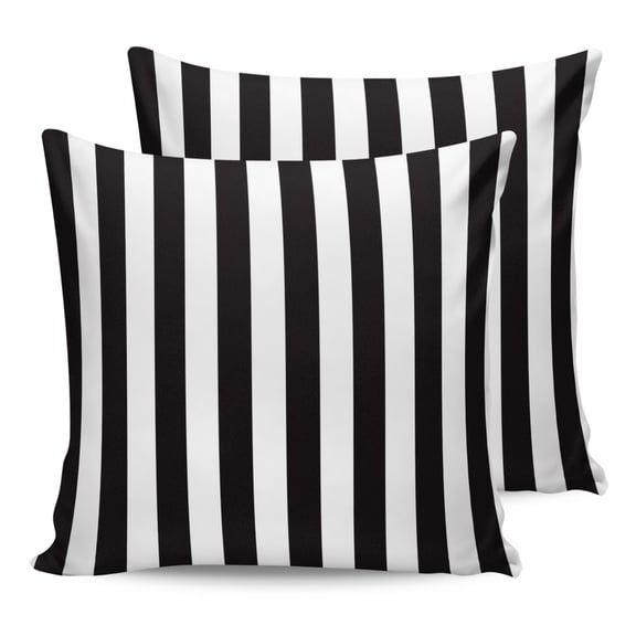 14x14 Pillow Covers Set of 2, Simple Black White Stripes Throw Pillow Covers Decorative Couch Cushion Case, Modern Stripes Microfiber Square Pillowcases for Bedroom Car Living Room