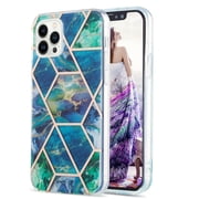Case for iPhone 8 Shiny Geometric Marble Design Clear Bumper Glossy Case with Camera Screen Protection Anti-Fingerprint Skid Resistant