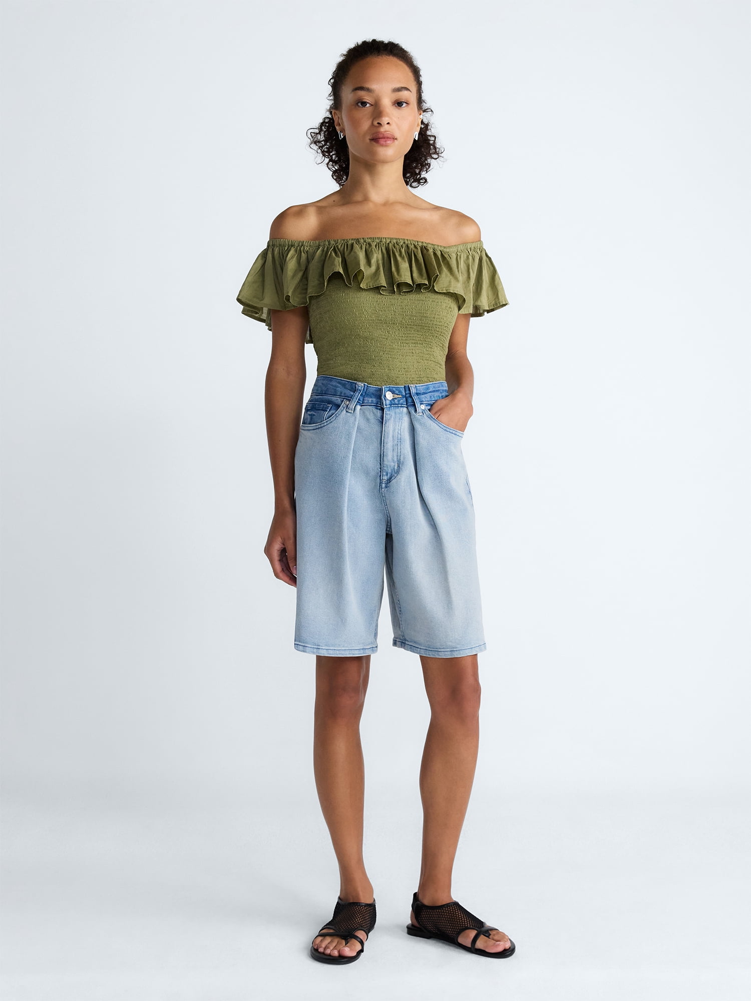 Scoop Women's and Women's Plus Mid-Rise Shorts, 9'' Inseam, Sizes 0-26W