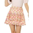 thumbnail image 1 of Minifalda Floral Tipo Patinadora Allegra K Multicolor S, 1 of 6