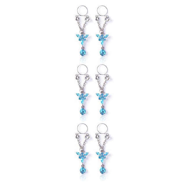 sweethay Piercings falsos Adorno para el cuerpo Anillos de pezones ajustables para mujer Azul Type1 NO1