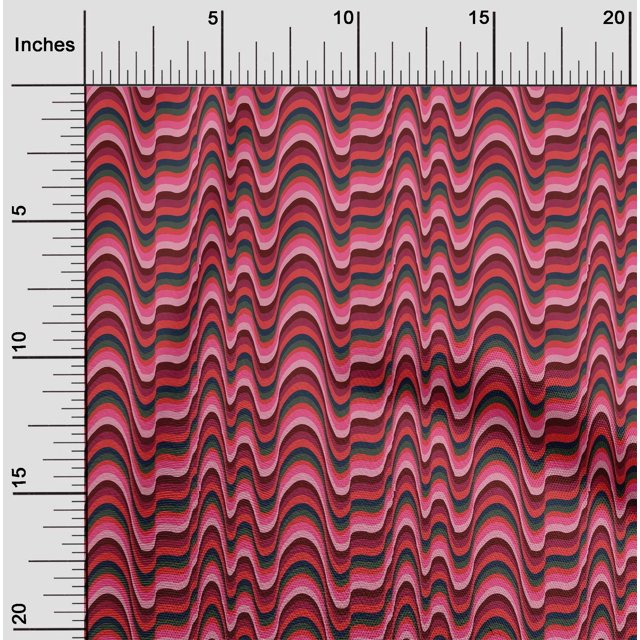oneOone Polyester Lycra Fabric Waves Flame Stitch Print Sewing Fabric BTY 56 Inch Wide