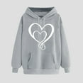 thumbnail image 2 of Ecqkame Oversized Sweatshirt for Women Heart Print Winter Hoodie Pullover Tops Long Sleeved Comfortable Athletic Sweatshirt with Pocket L-Gray M, 2 of 6
