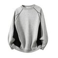 thumbnail image 3 of Fengqque Men's Casual Classic Vintage Blouse Long Sleeve Raglan Henley Shirts Colour Block Baseball Active T-Shirt Tee Gray L(L), 3 of 5