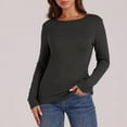 thumbnail image 5 of Ronuti Long Sleeve Thermal Shirt for Women Light Fleece Tops Spring 2025 Crew Neck Casual Basic T-Shirts, 5 of 9