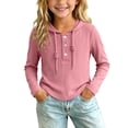 thumbnail image 3 of Abtuhar Fall Hooded Long Sleeve Tops for Girls Solid Casual School Base Layer Tops for 2-12 Years, 3 of 5